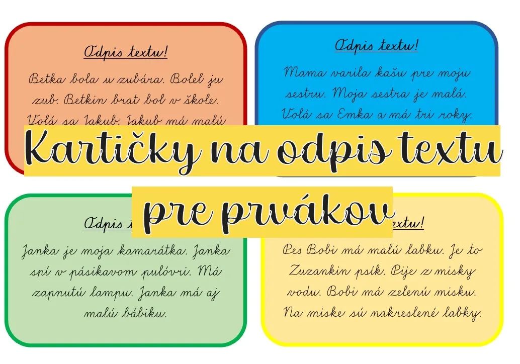 Kartičky na odpis textu