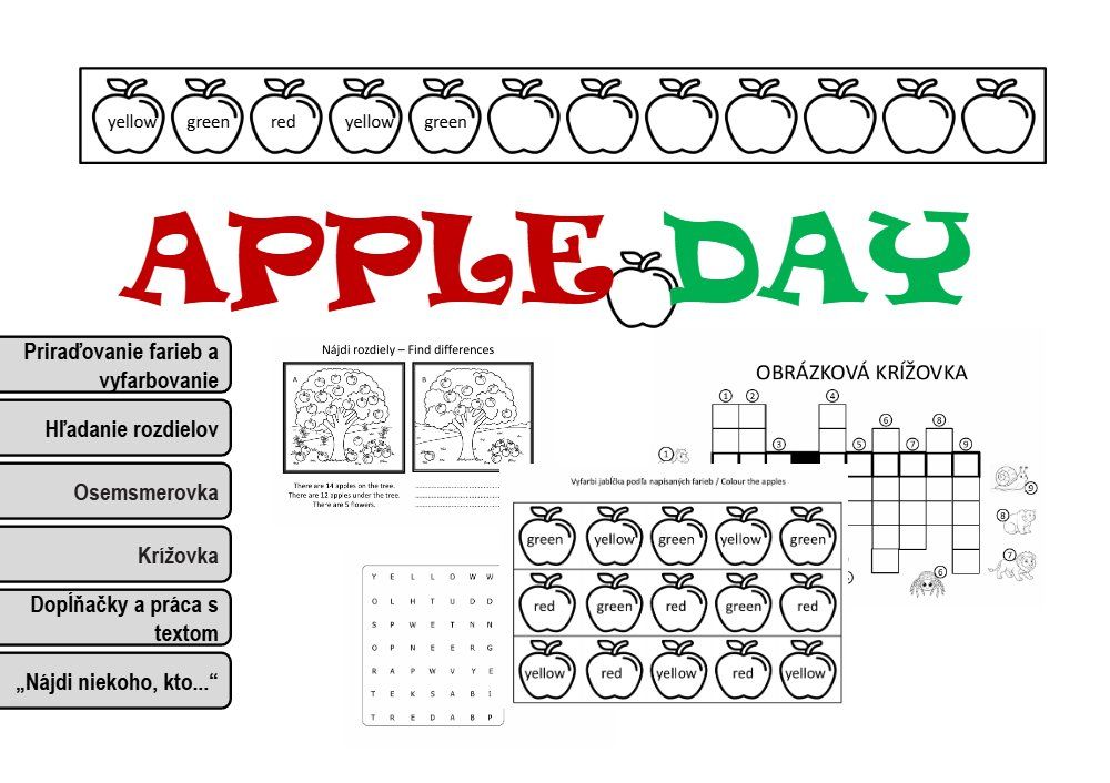 APPLE DAY: Súbor pracovných listov na tematickú hodinu
