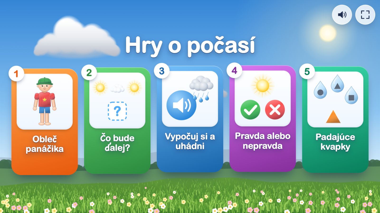 Počasie - aktivita na interaktívnu tabuľu