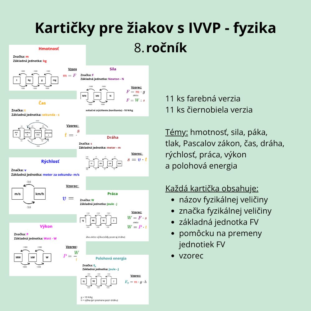 Kompenzačné kartičky IVVP - FYZIKA 8. ročník