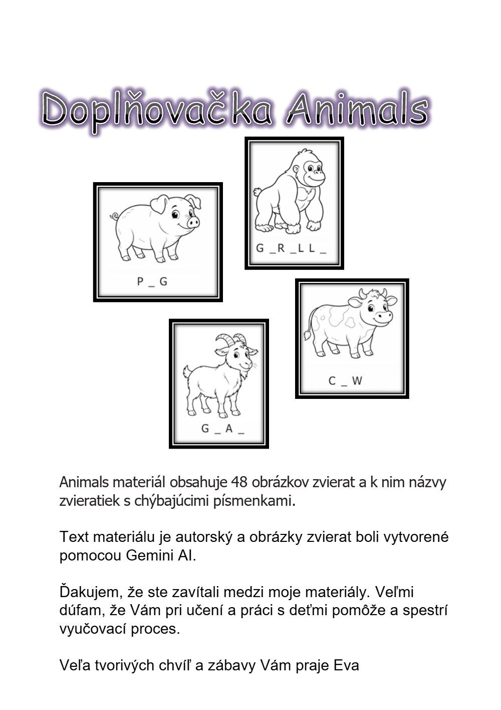 Doplňovačka Animals
