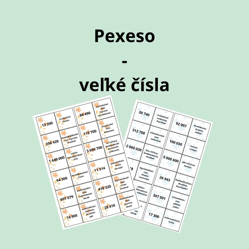 Pexeso - Veľké čísla