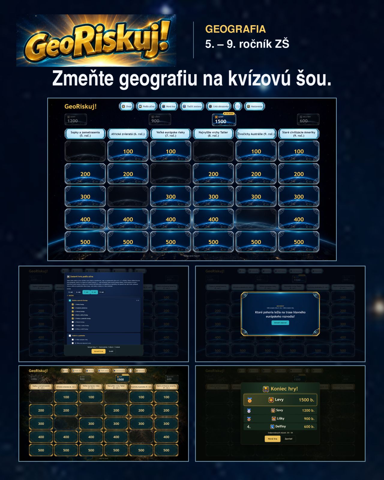 GeoRiskuj! — kvízová show RISKUJ! z geografie pre 5.–9. ročník ZŠ